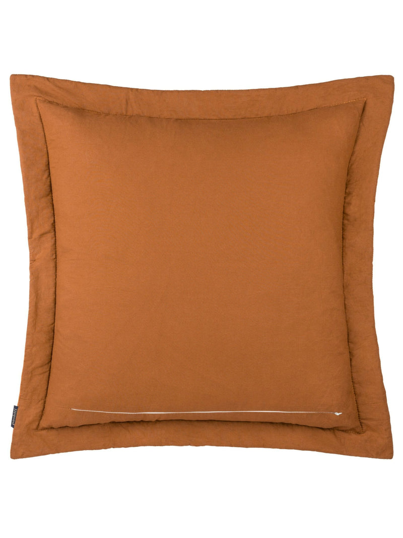 Paoletti orange Palmeria quilted velvet cushion 60cm, imported from the UK