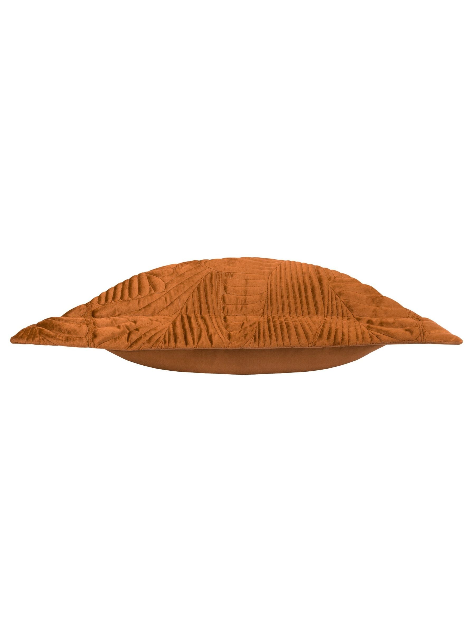 Paoletti orange Palmeria quilted velvet cushion 60cm, imported from the UK