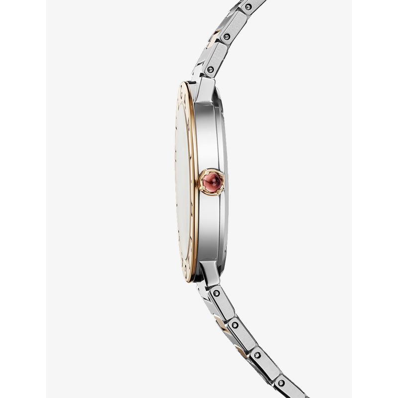Bvlgari stainless steel rose gold diamond quartz watch, UK version