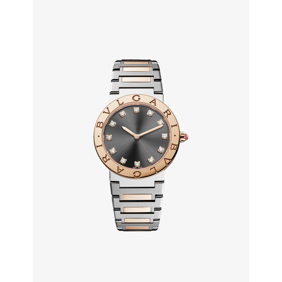 Bvlgari stainless steel rose gold diamond quartz watch, UK version