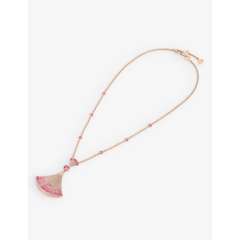 Bvlgari Divas Dream pendant necklace pink sapphire diamond 18ct rose gold, UK version