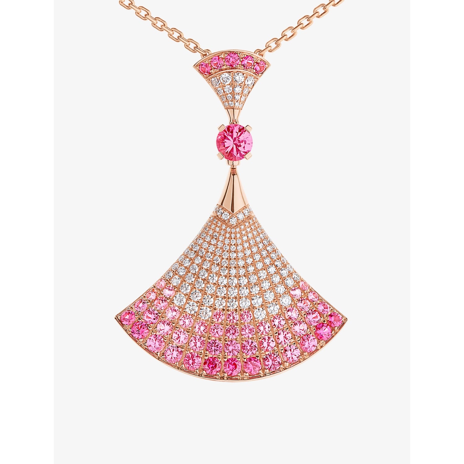 Bvlgari Divas Dream pendant necklace pink sapphire diamond 18ct rose gold, UK version