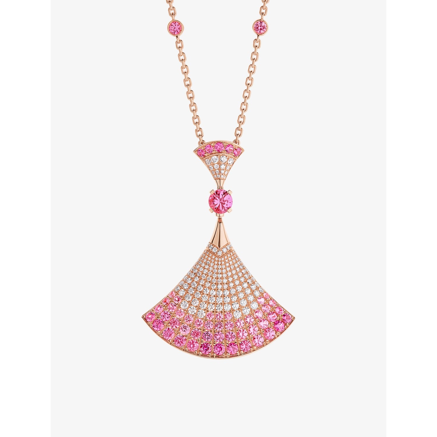 Bvlgari Divas Dream pendant necklace pink sapphire diamond 18ct rose gold, UK version