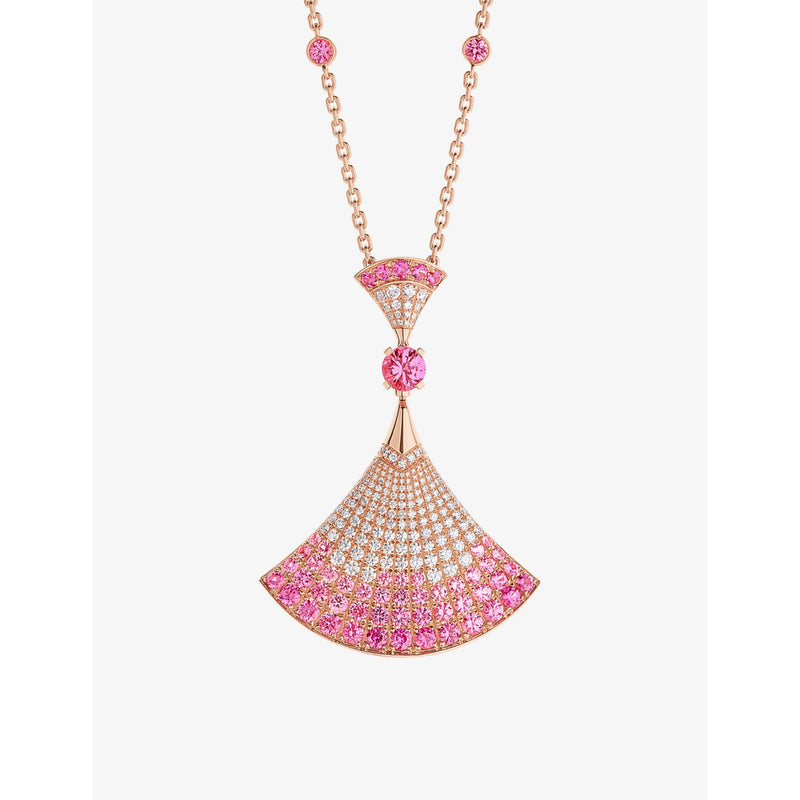 Bvlgari Divas Dream pendant necklace pink sapphire diamond 18ct rose gold, UK version