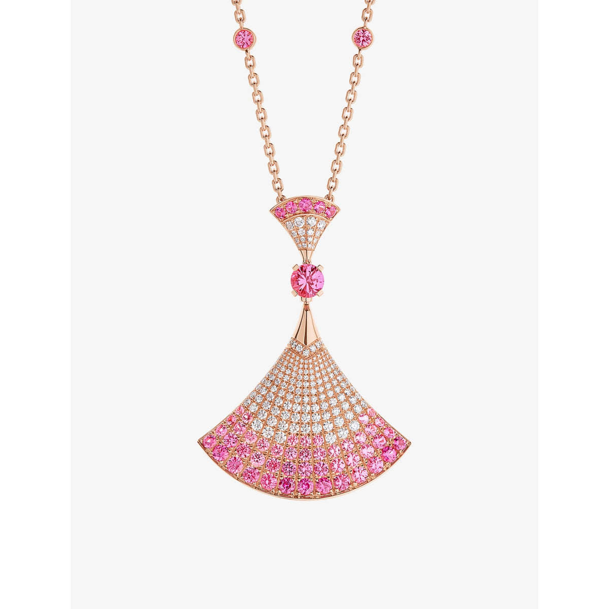 Bvlgari Divas Dream pendant necklace pink sapphire diamond 18ct rose gold, UK version