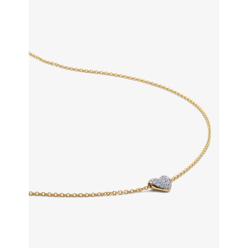 Monica Vinader yellow gold vermeil heart pendant necklace 2.4ct lab-grown diamond, imported from the UK