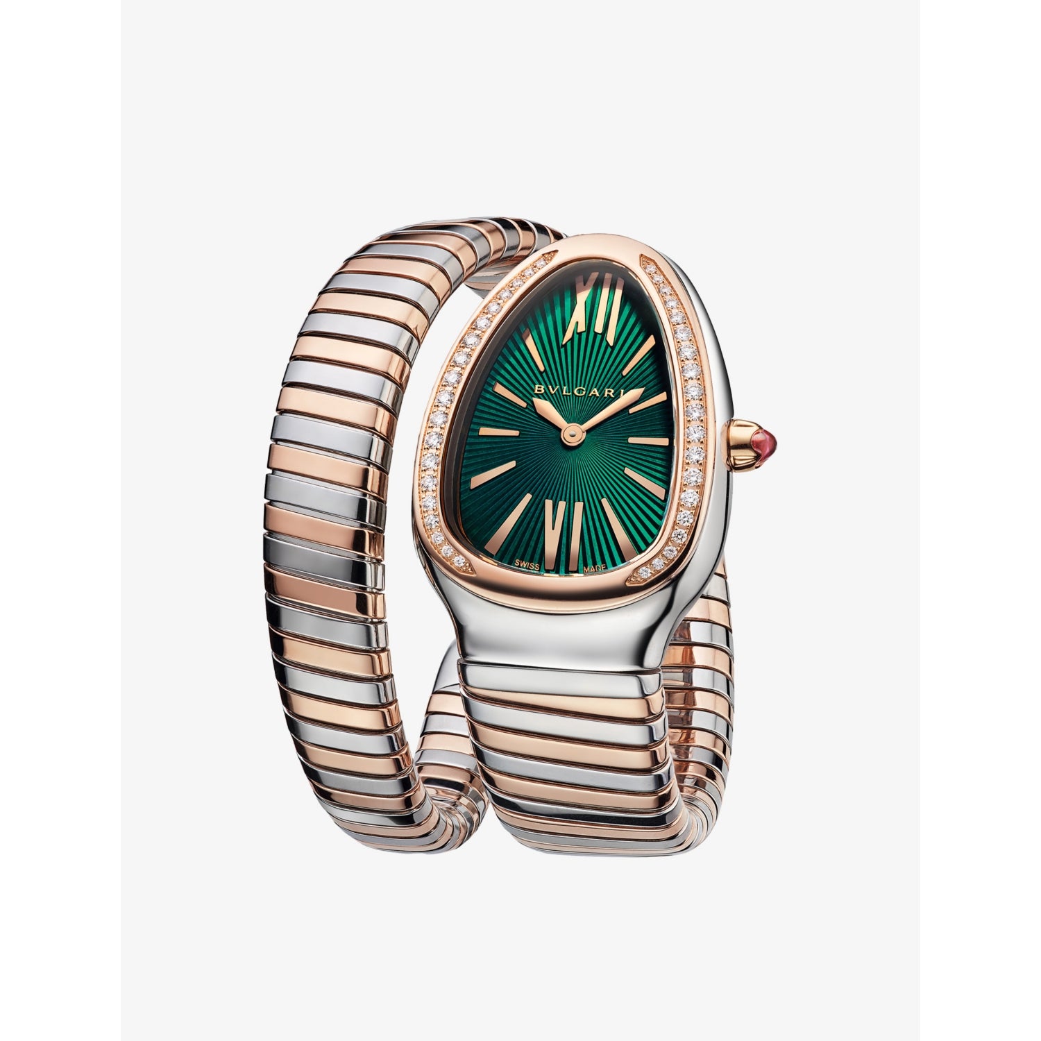 Bvlgari Serpenti Tubogas 18ct rose gold diamond watch 35mm, UK version