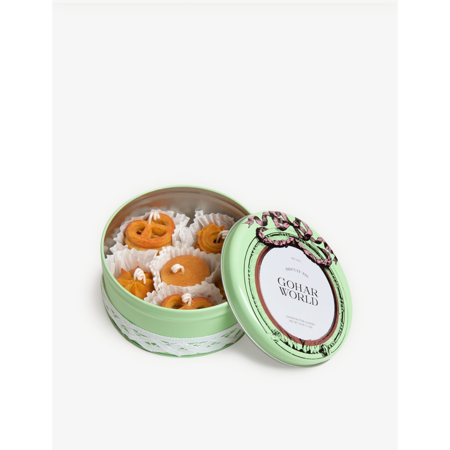 Gohar World unscented soy wax candle biscuit tin 13cm - British product