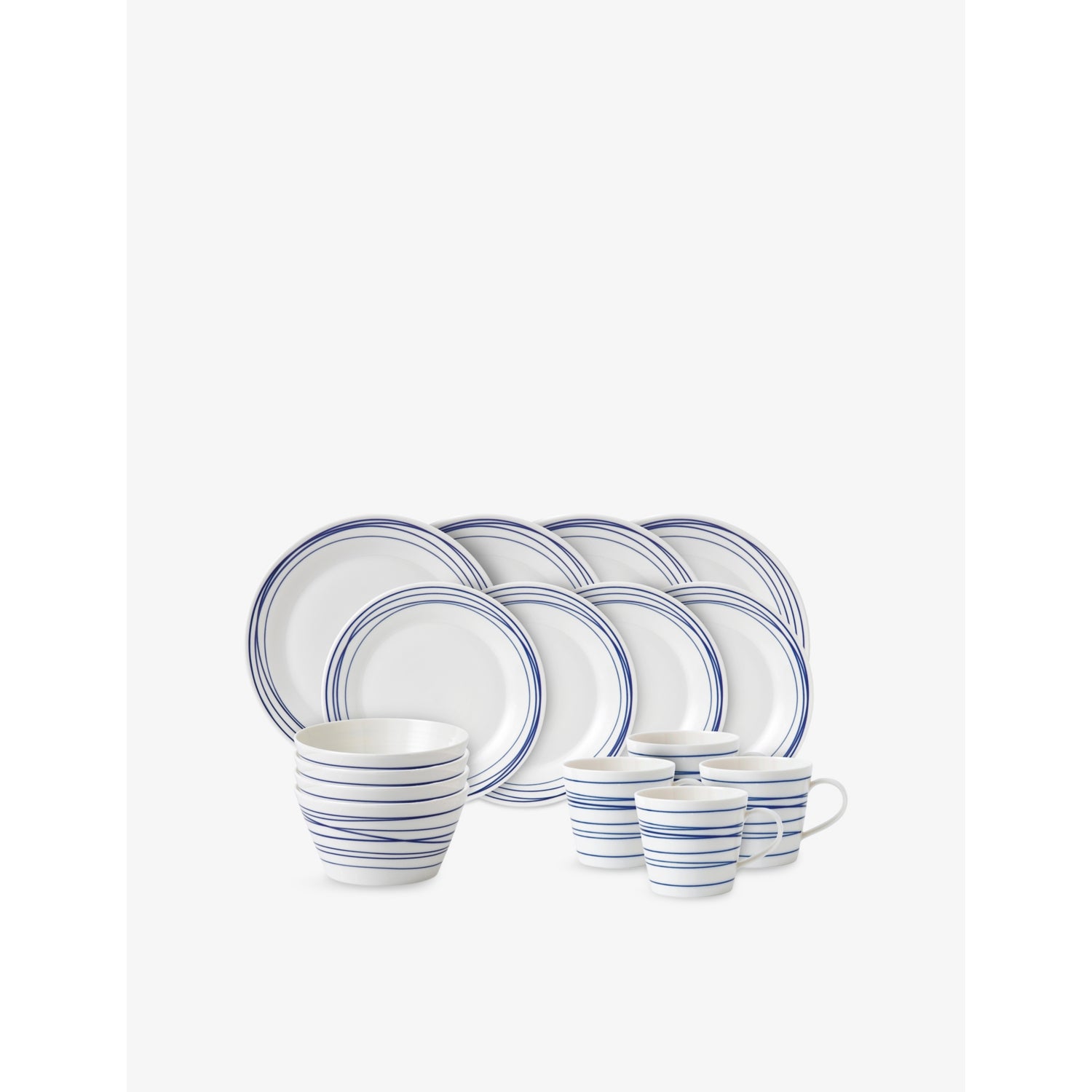 Royal Doulton Pacific Blue Lines porcelain 16-piece dinnerware set - British product