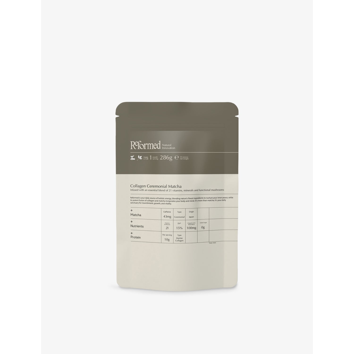 Reformed collagen matcha powder 286g, imported from the UK