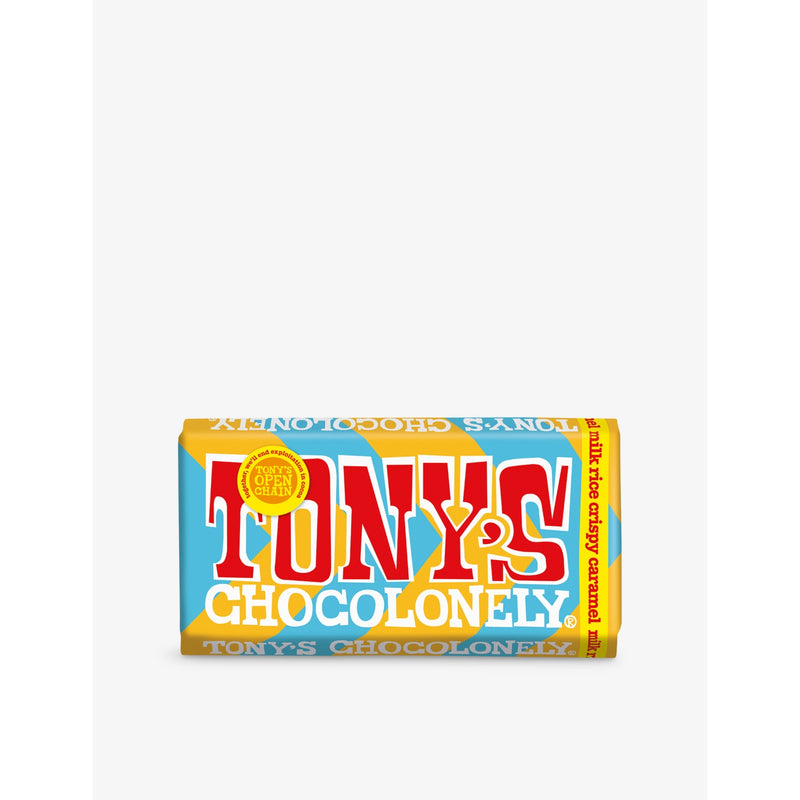 Tony's milk chocolate bar with caramel and rice crisp 180g - British product