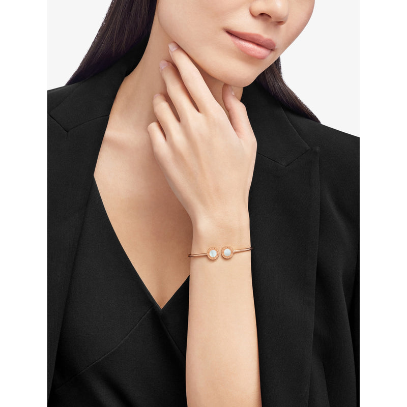 Bvlgari 18ct rose-gold mother-of-pearl cuff bracelet, imported from the UK