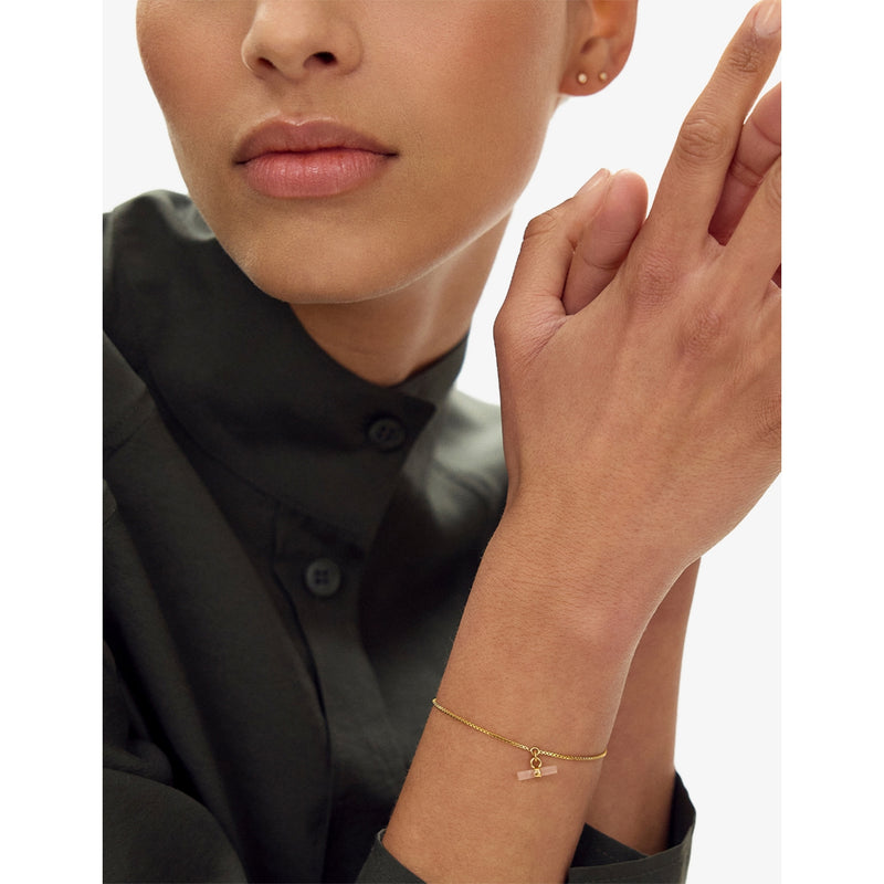 Rachel Jackson Mini Love T-Bar rose quartz bracelet - British product