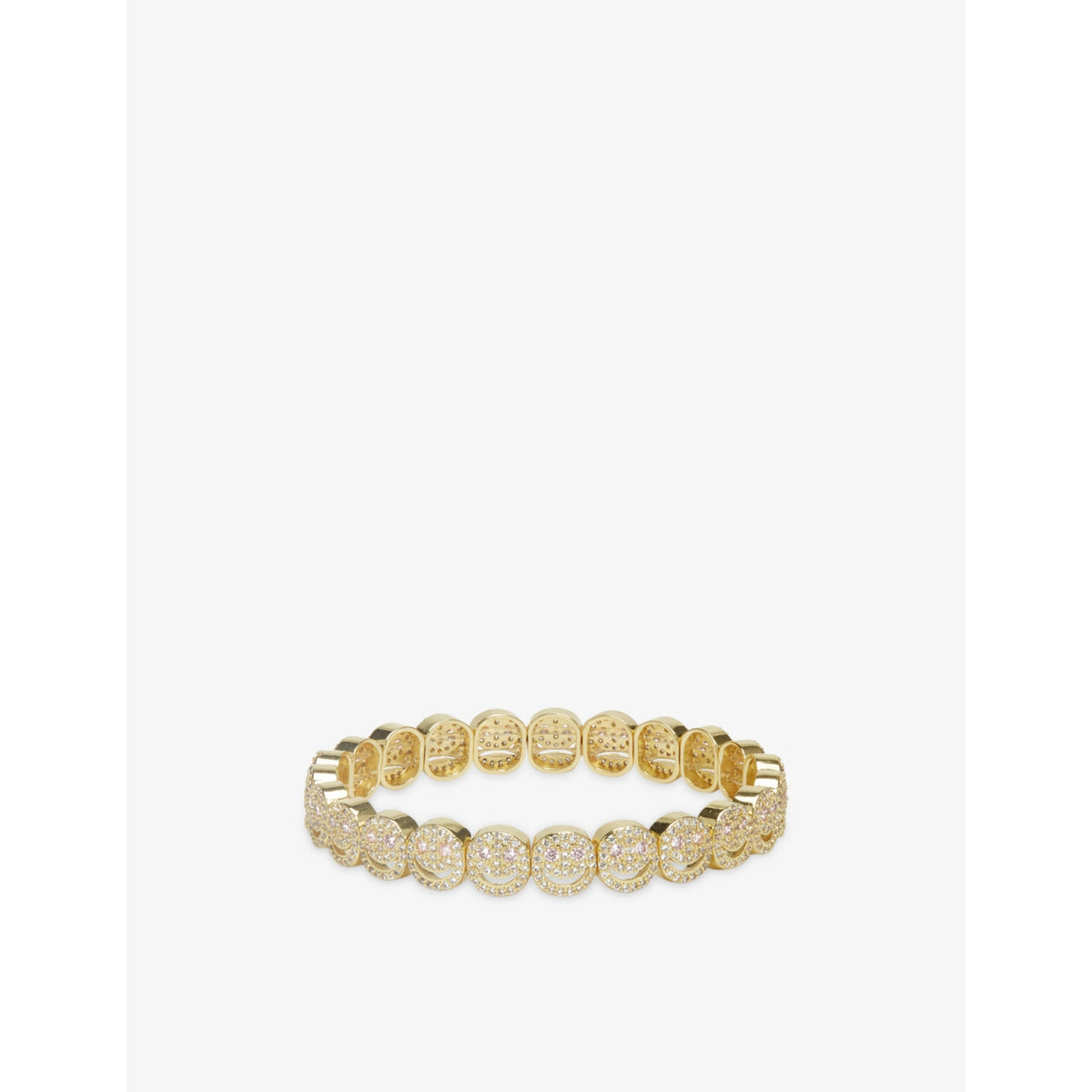 The Pavé The Happy Face 18ct Yellow Gold Plated Brass And Cubic Zirconia Bracelet - 6in