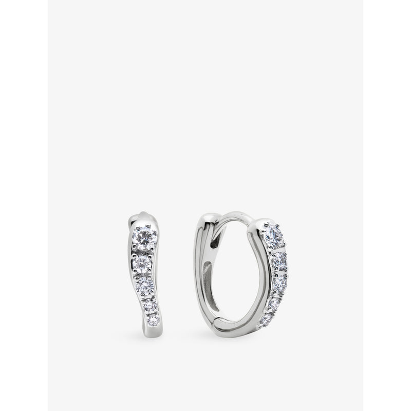 Monica Vinader Riva 18ct Yellow Gold-Plated Vermeil Sterling-Silver and 0.14ct Lab-Grown Diamond Hoop Earrings