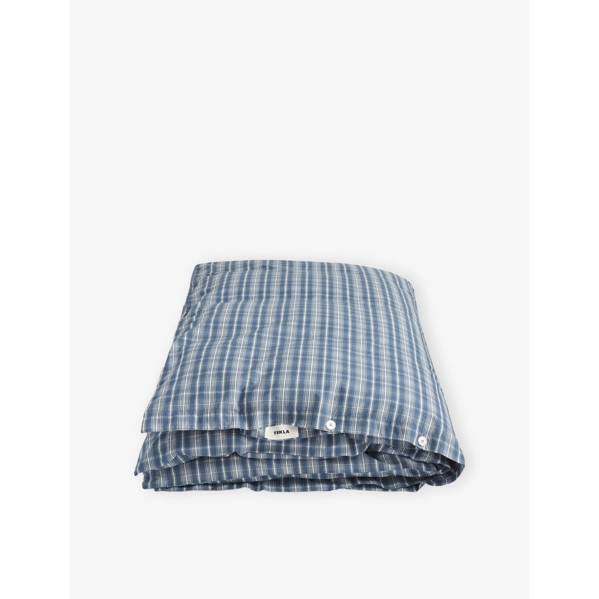 Tekla 100% cotton percale checked super-king duvet cover, UK version