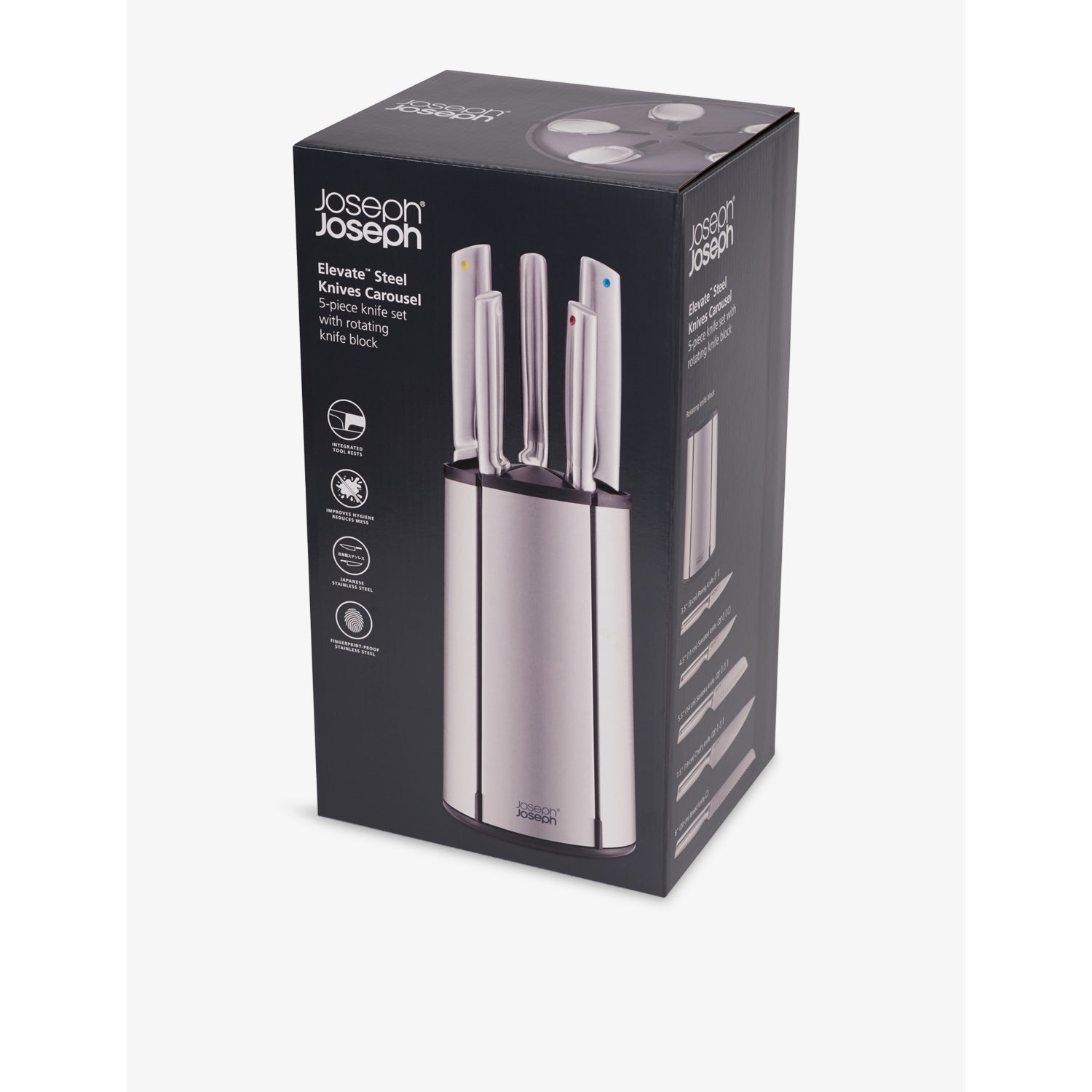 Joseph Joseph 5-piece stainless steel knife set carousel, imported from the UK