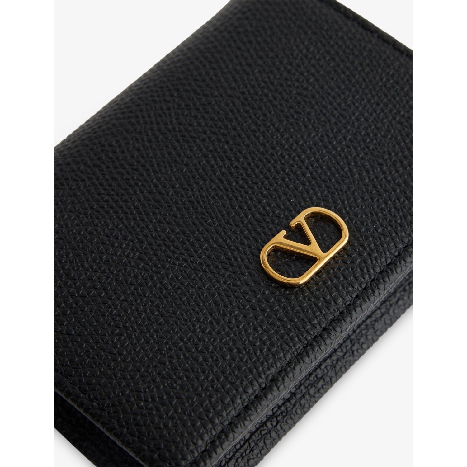 Valentino Garavani VLogo Signature leather card holder grain texture (British brand)