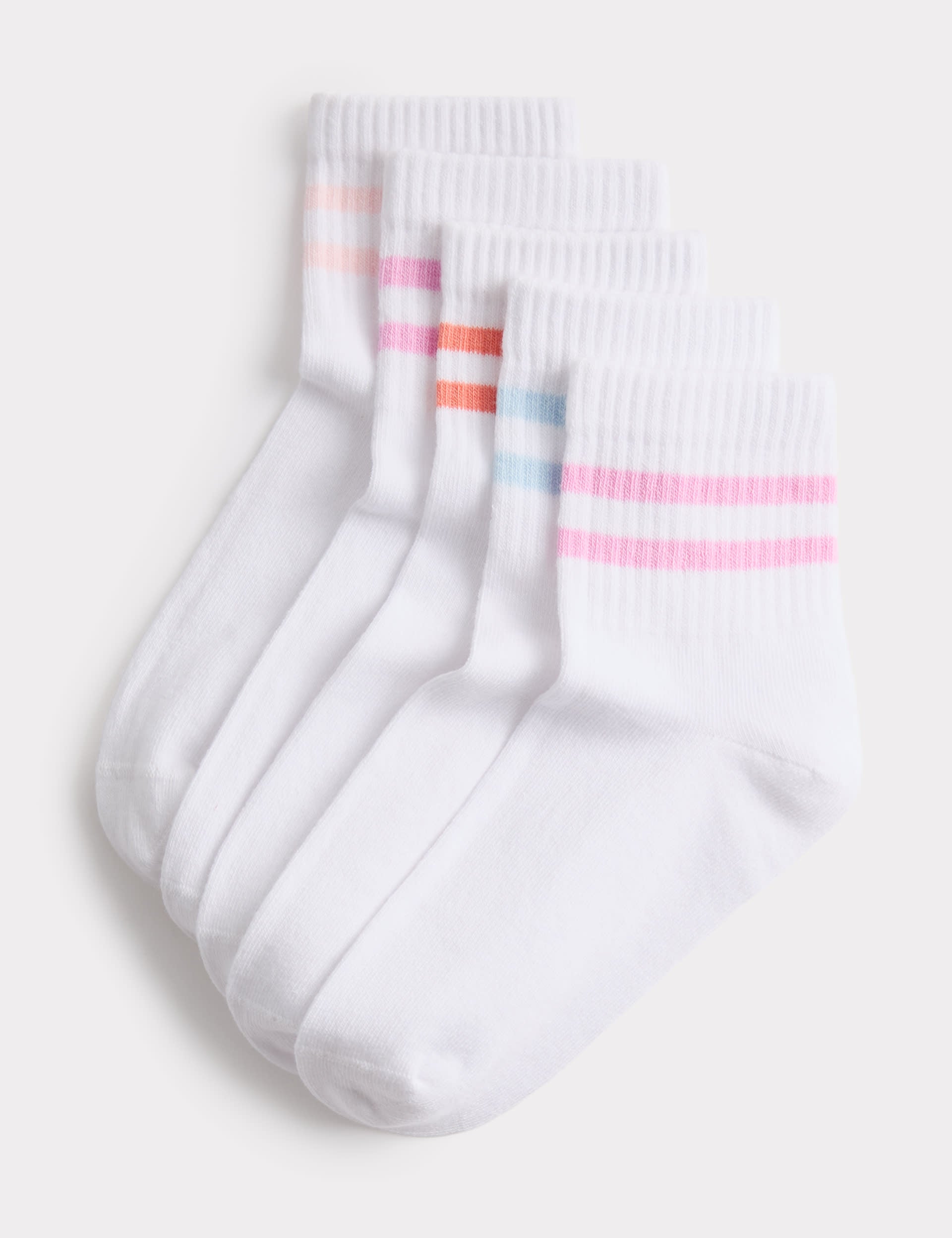 Ankle socks striped 5-pack sizes 6 Small-7 Large, imported from the UK