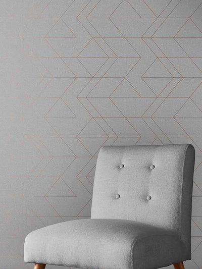 Next Graham & Brown Balance Geo Wallpaper Grey/Rose Gold Sample- Buy online at McGrocer