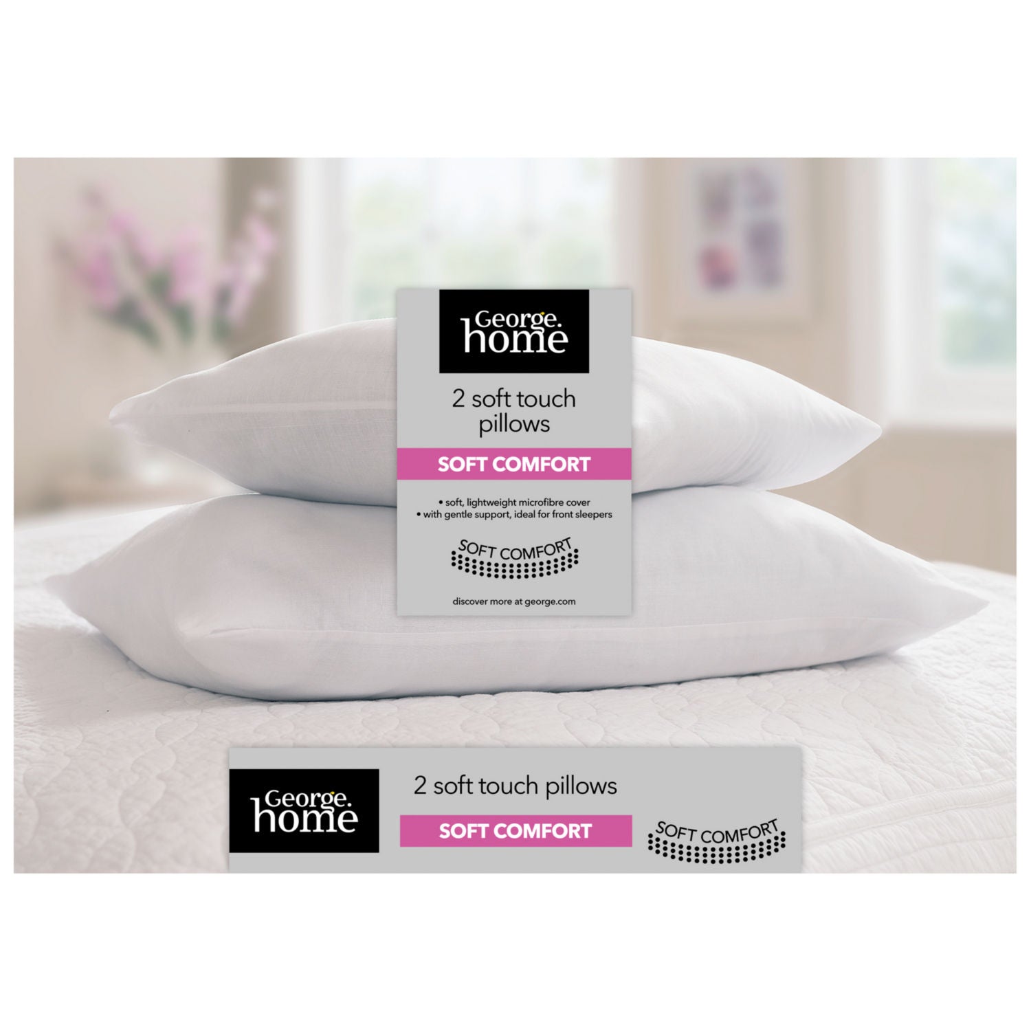 George Home soft touch pillow pair, UK version