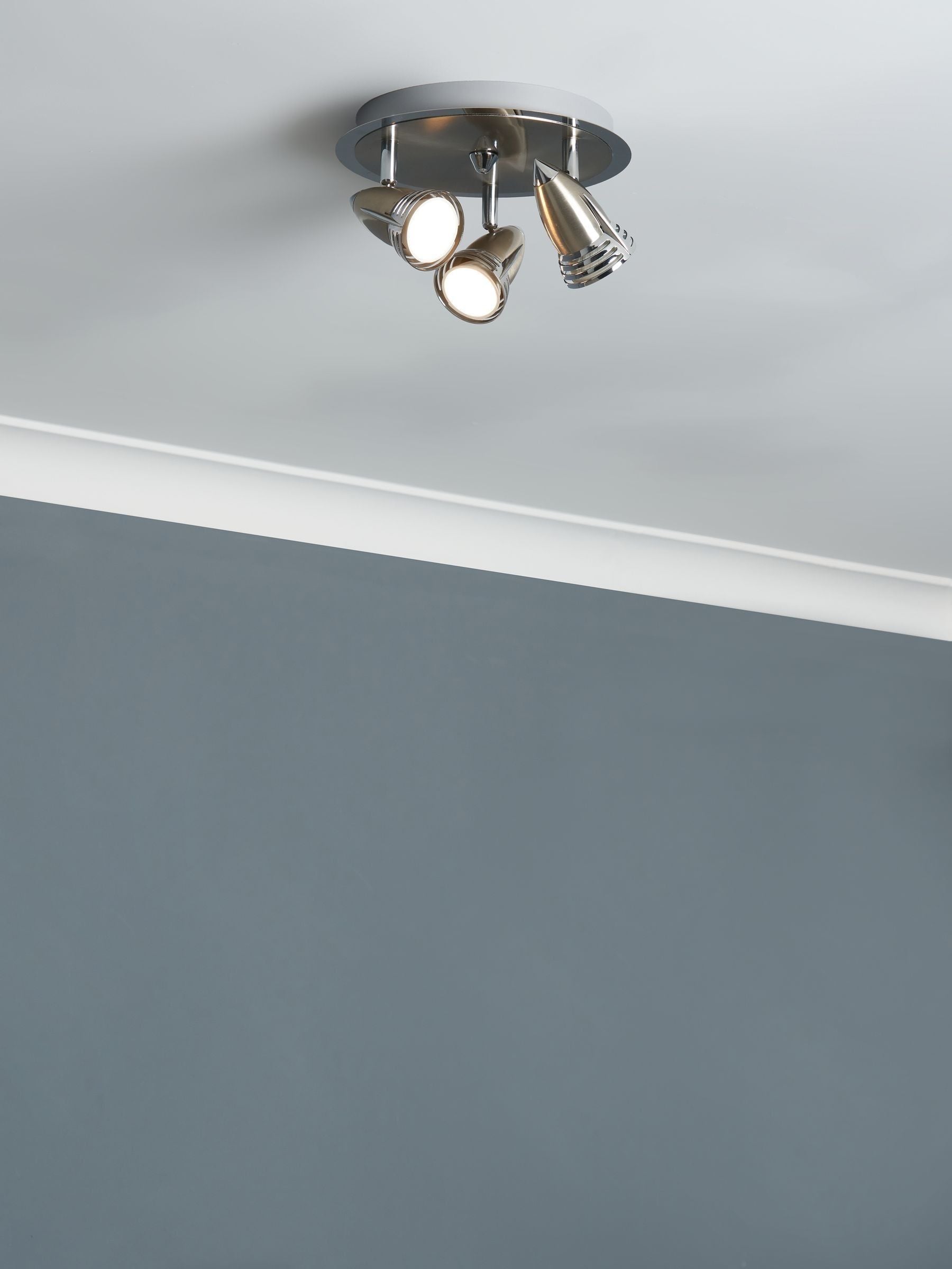 BHS Silver 3 Light Spotlight Ceiling Light (British brand)