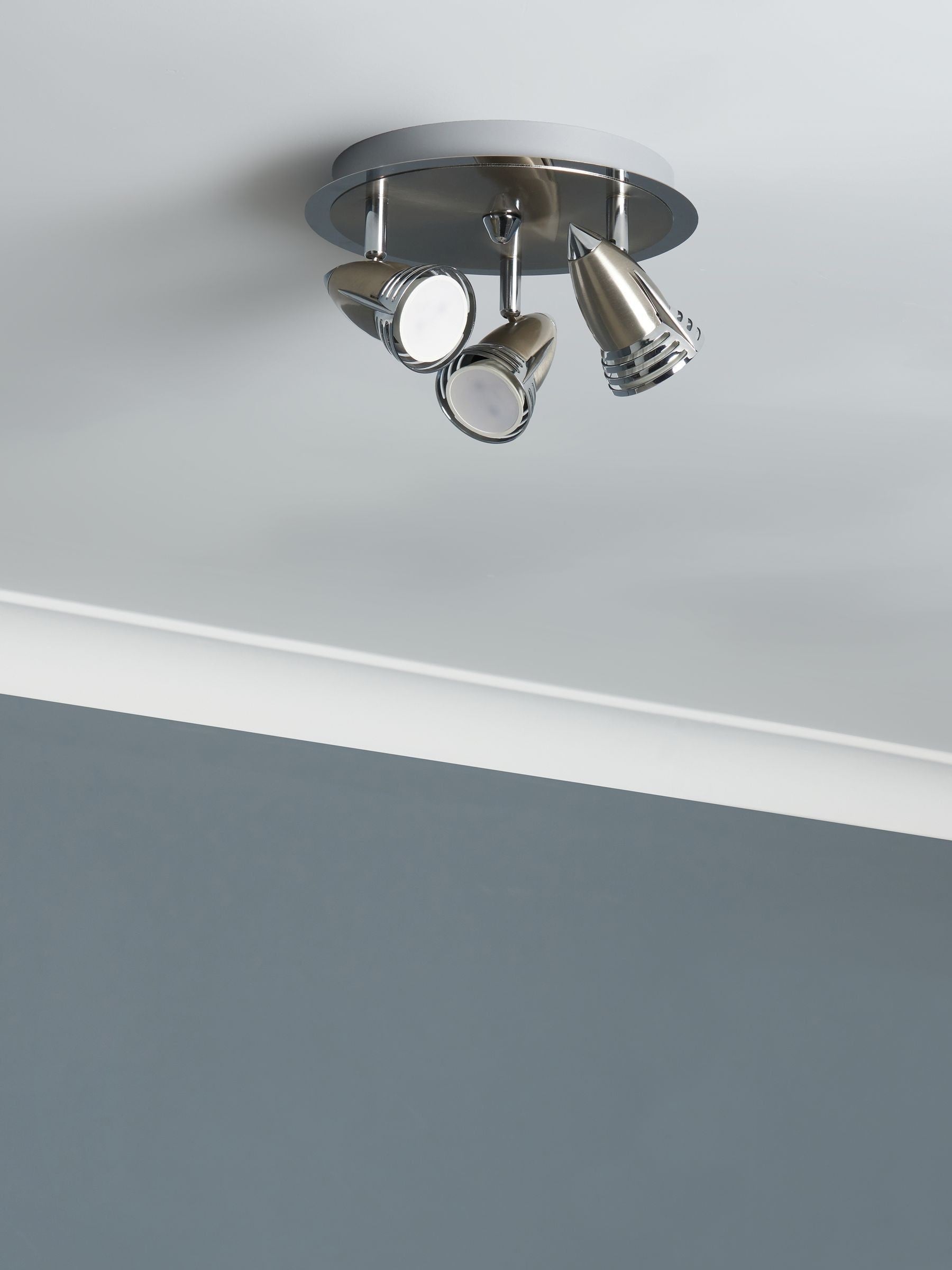 BHS Silver 3 Light Spotlight Ceiling Light (British brand)