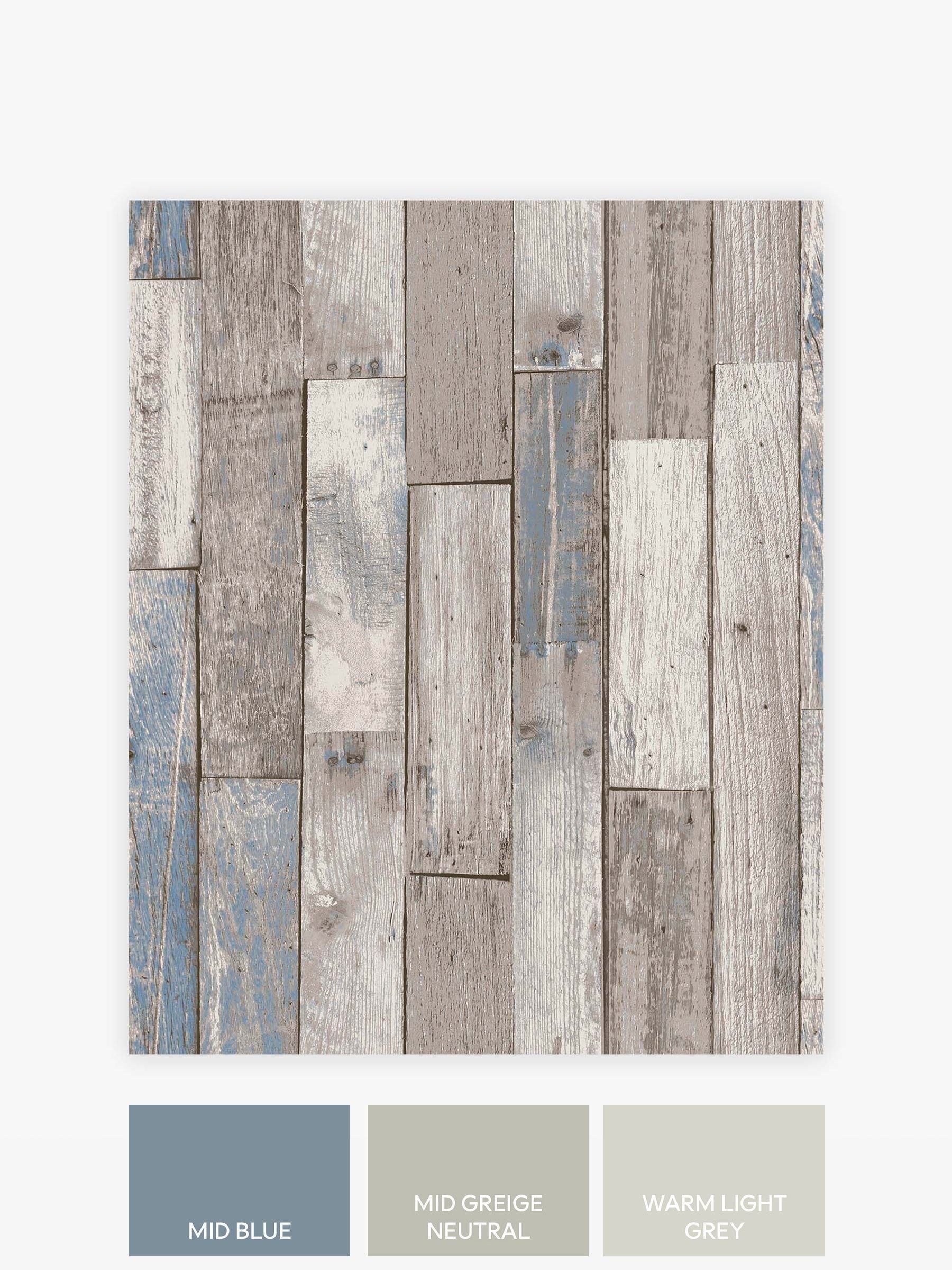 Distressed wood plank wallpaper sample A4, UK version