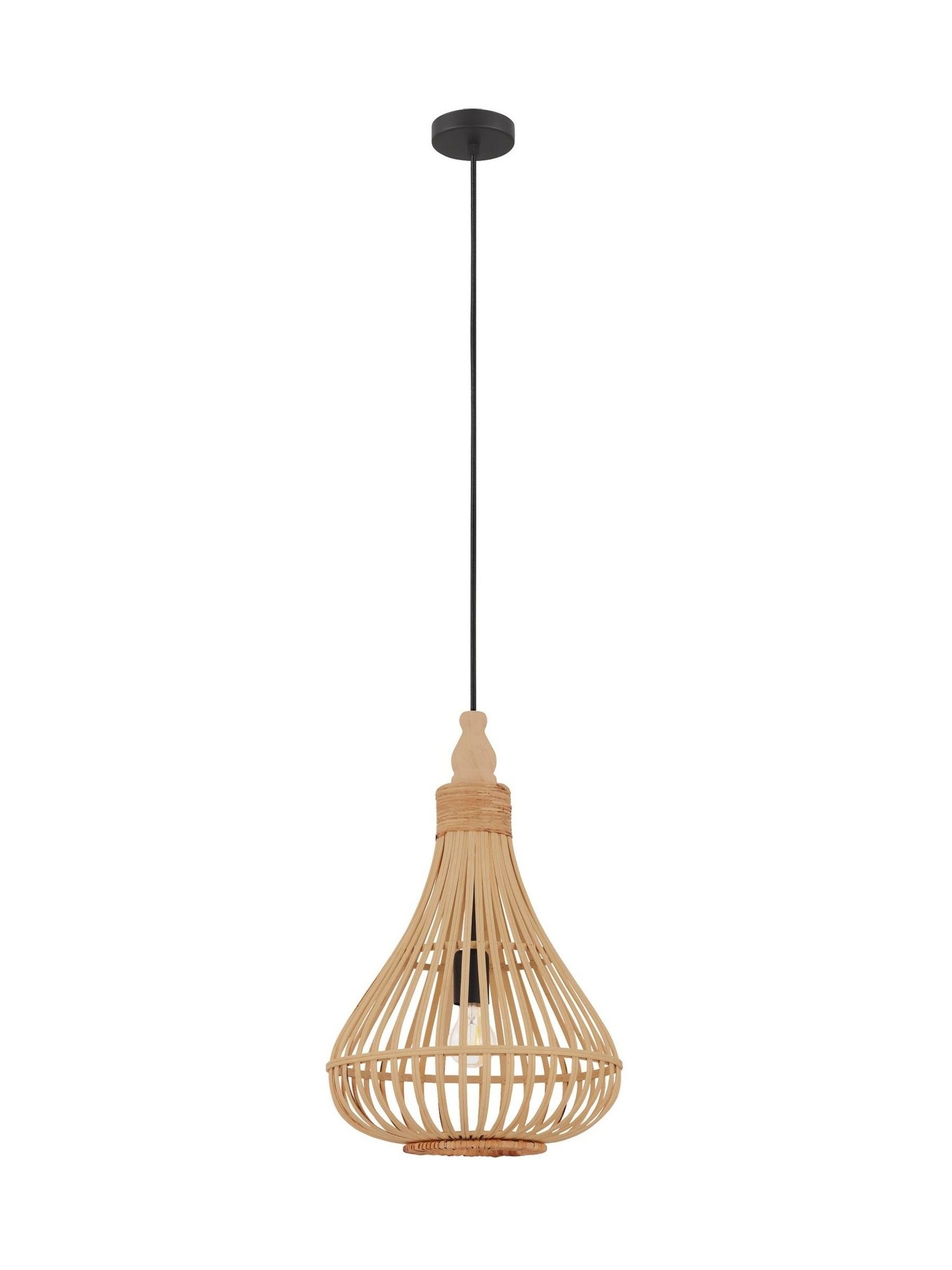 Eglo natural Amsfield rattan teardrop ceiling light pendant - British product