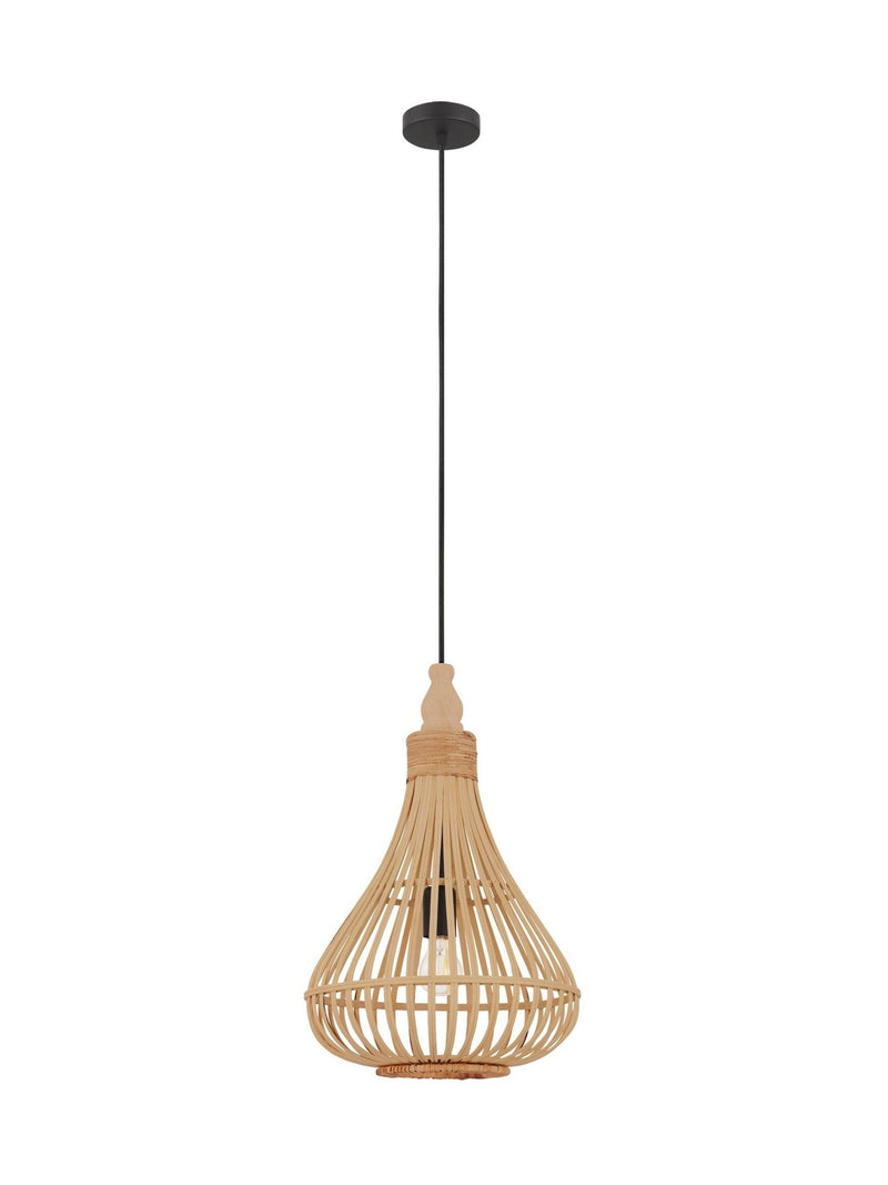 Eglo natural Amsfield rattan teardrop ceiling light pendant - British product