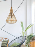 Eglo natural Amsfield rattan teardrop ceiling light pendant - British product