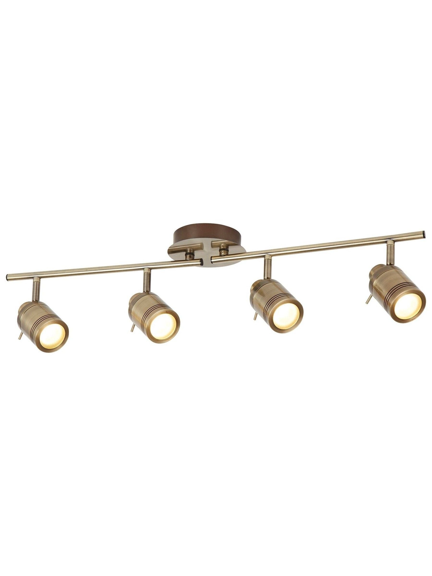 Searchlight Brass Titan 4-light bar spotlight with frosted glass shades (British brand)