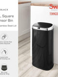 Swan black square sensor bin 42L (British brand)