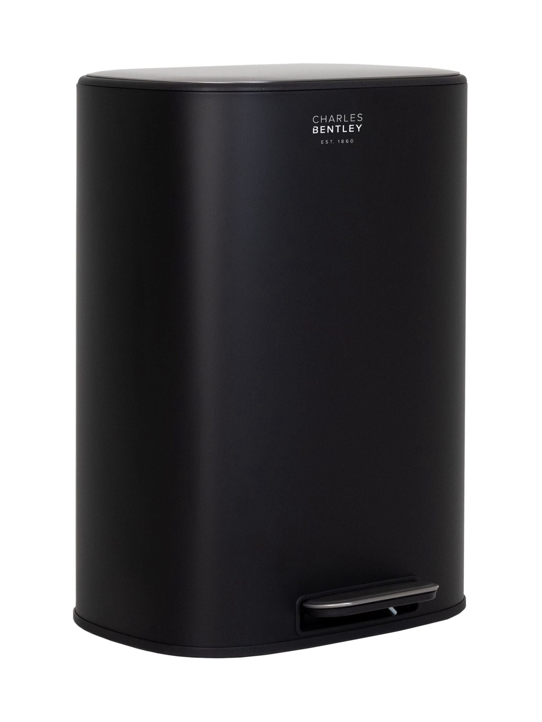 Charles Bentley black pedal kitchen bin 50L (British brand)