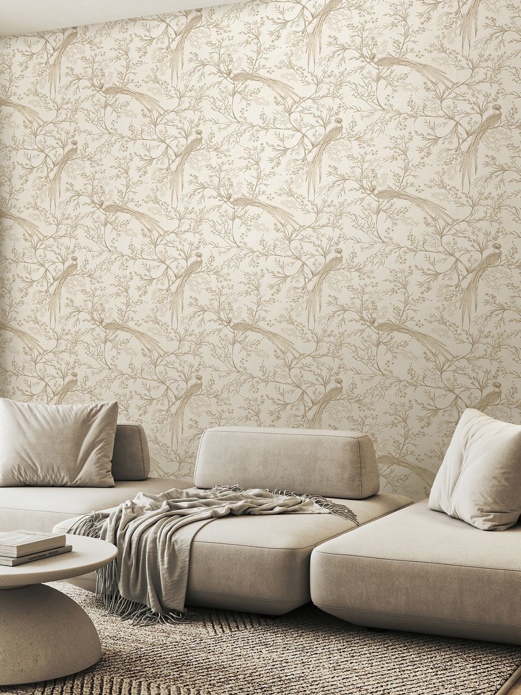 Hoopla Walls Stone Bird Toile wallpaper 10m roll, imported from the UK