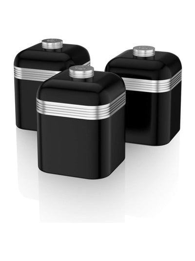 Next Swan Set of 3 Black Retro Storage Canisters- Buy online at McGrocer
