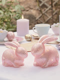 Lights4fun pink mottled glass bunny decoration - British product