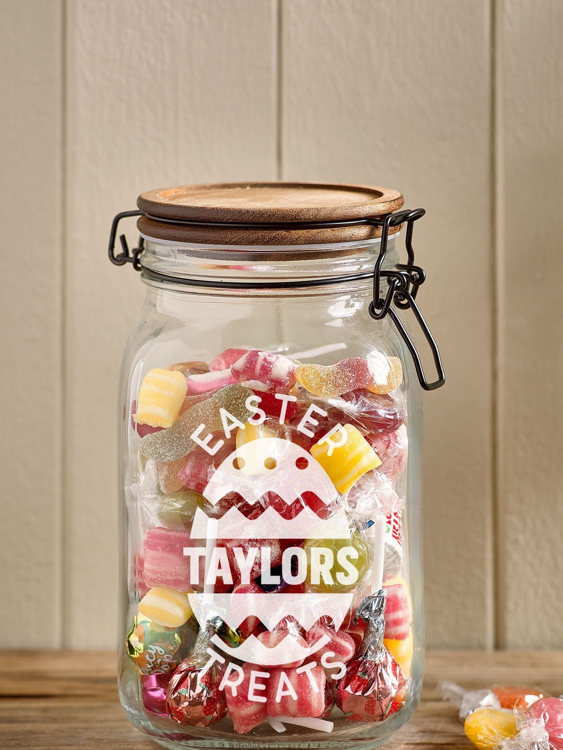 Loveabode personalised Easter treat jar with lid, 1500ml - British product