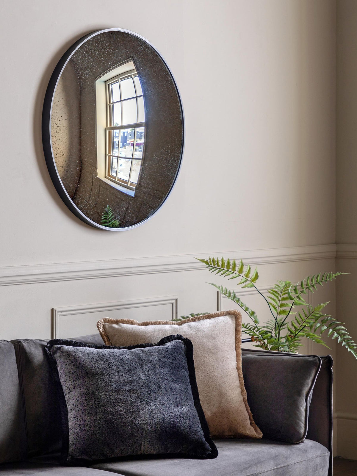 Gallery Home black convex mirror 80cm (British brand)