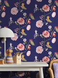 Cath Kidston Catnip Navy wallpaper sample A4 (British brand)