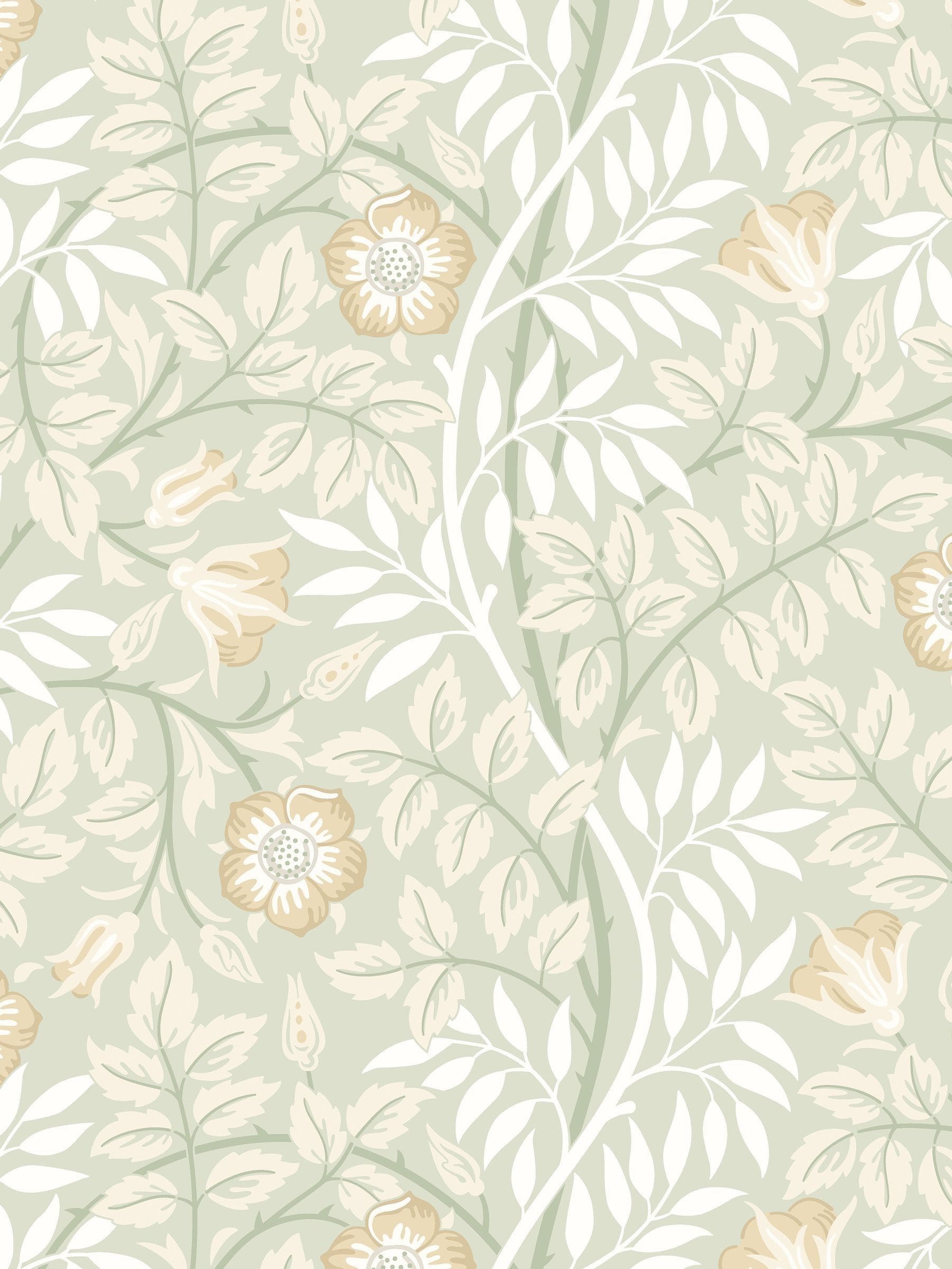 Hoopla Walls wallpaper sample Sage Green Rosehip A4, imported from the UK
