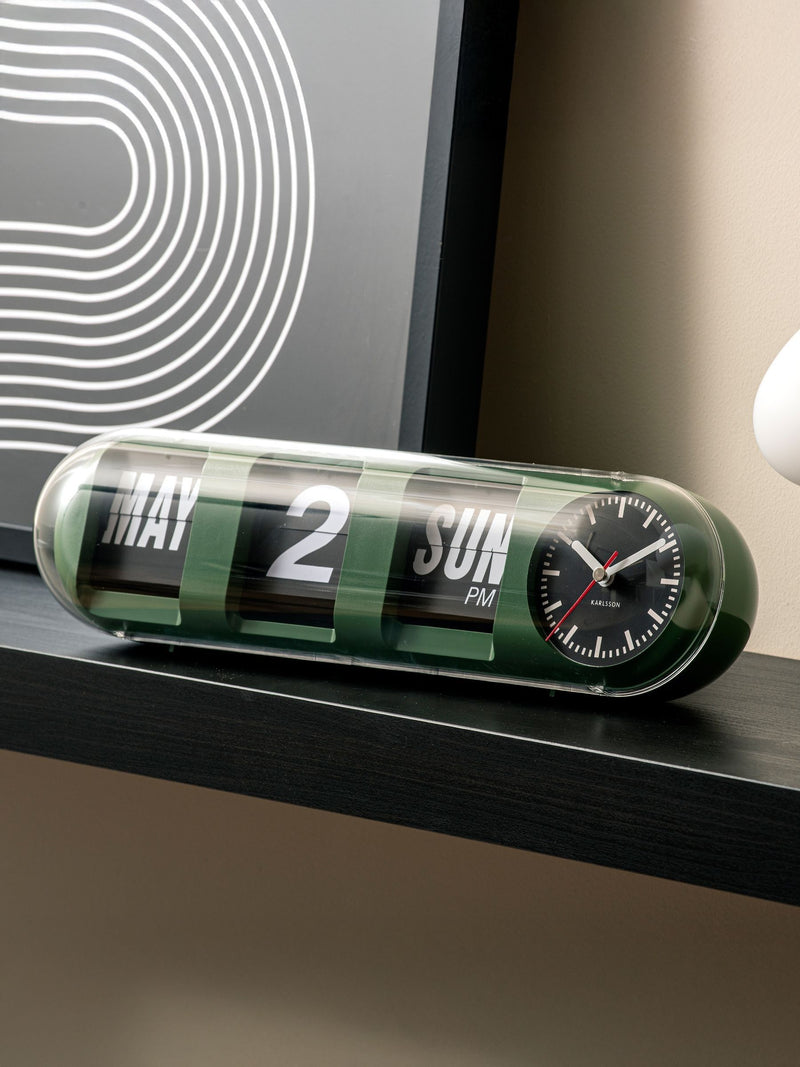 Karlsson Jungle Green Tube Flip Wall Clock ONE, UK version