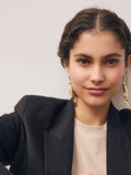 Gold tone fan cascade statement pierced earrings - British product