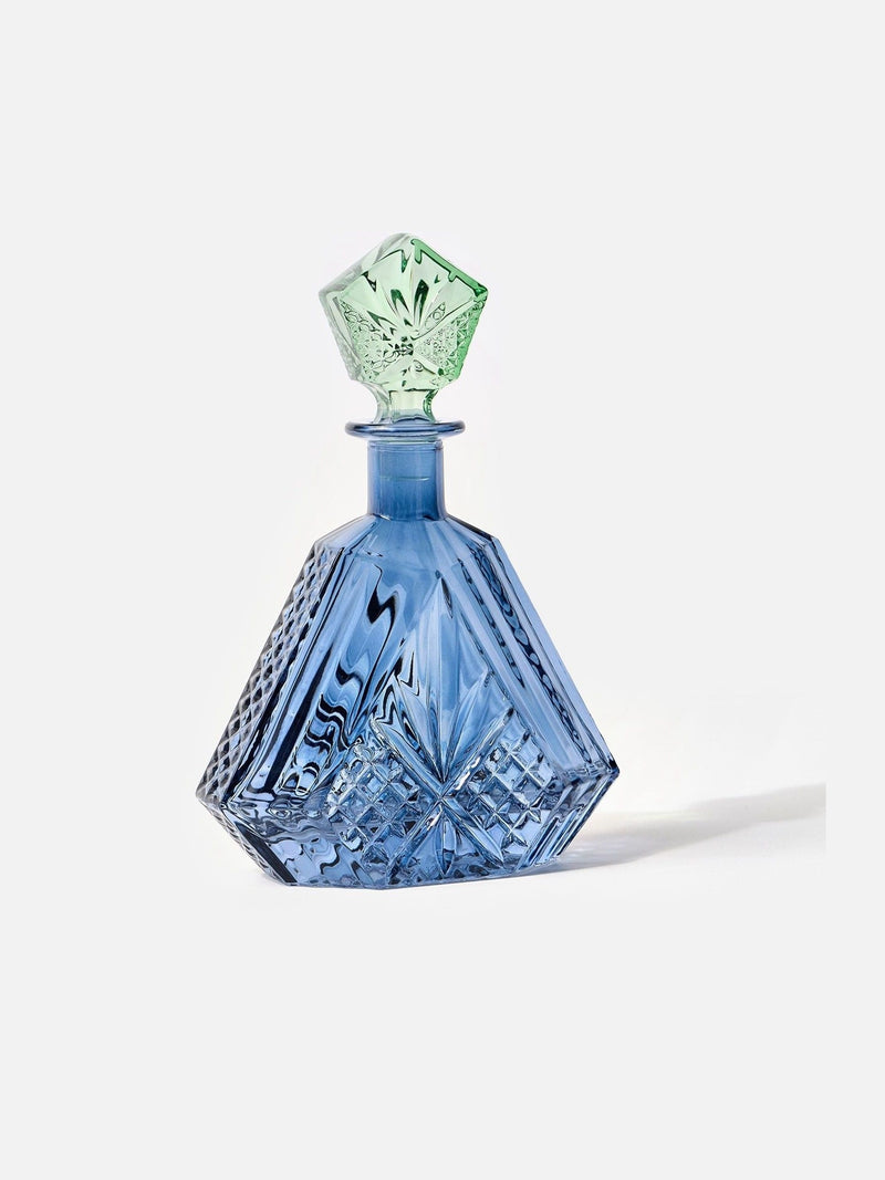 Oliver Bonas blue jewel glass decanter, imported from the UK