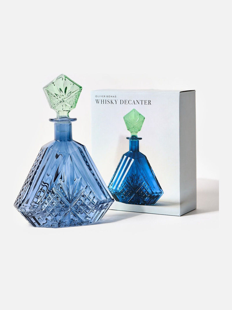 Oliver Bonas blue jewel glass decanter, imported from the UK