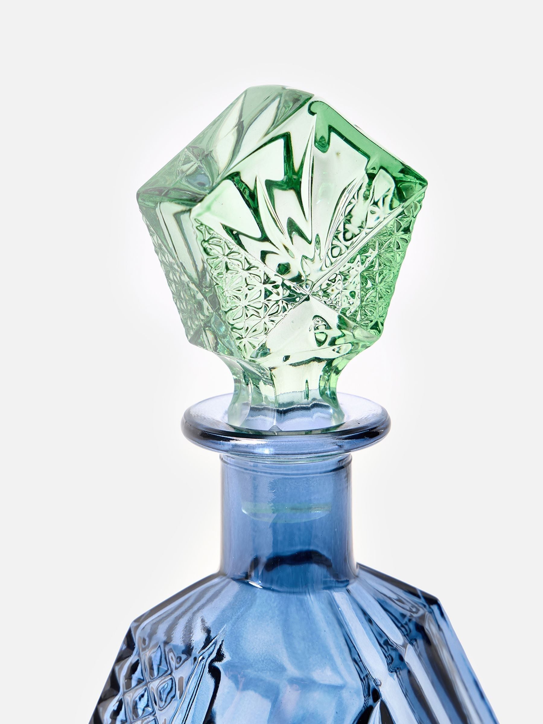 Oliver Bonas blue jewel glass decanter, imported from the UK