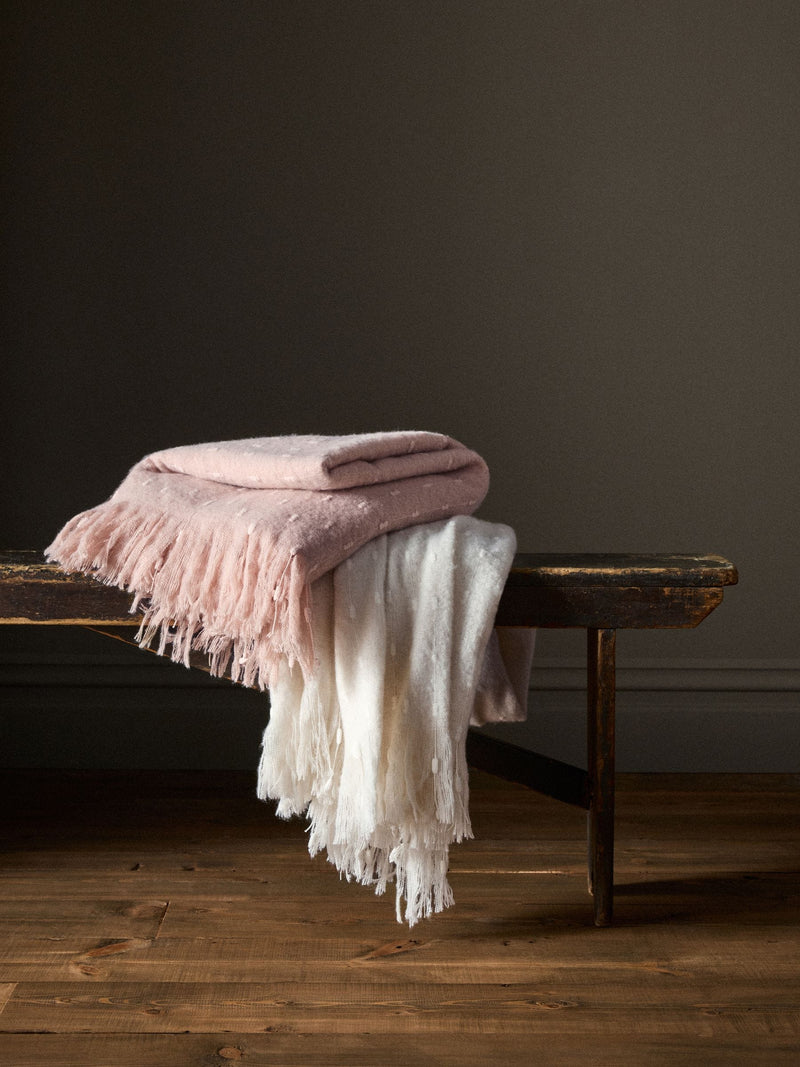 THE SET pink cream dobby spot throws 2 pack, UK version
