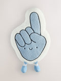 Blue and white foam hand cushion novelty item, imported from the UK