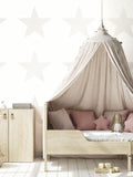 Style Sisters white single star wallpaper 10M, imported from the UK