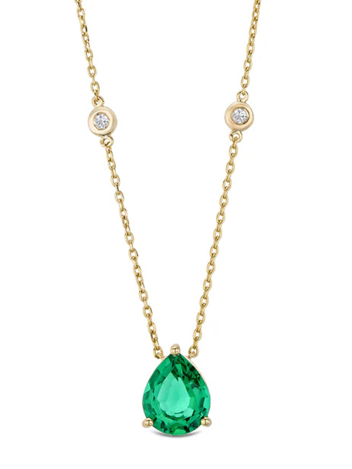 Diamond Store lab emerald diamond necklace 2.40ct pear cut (British brand)